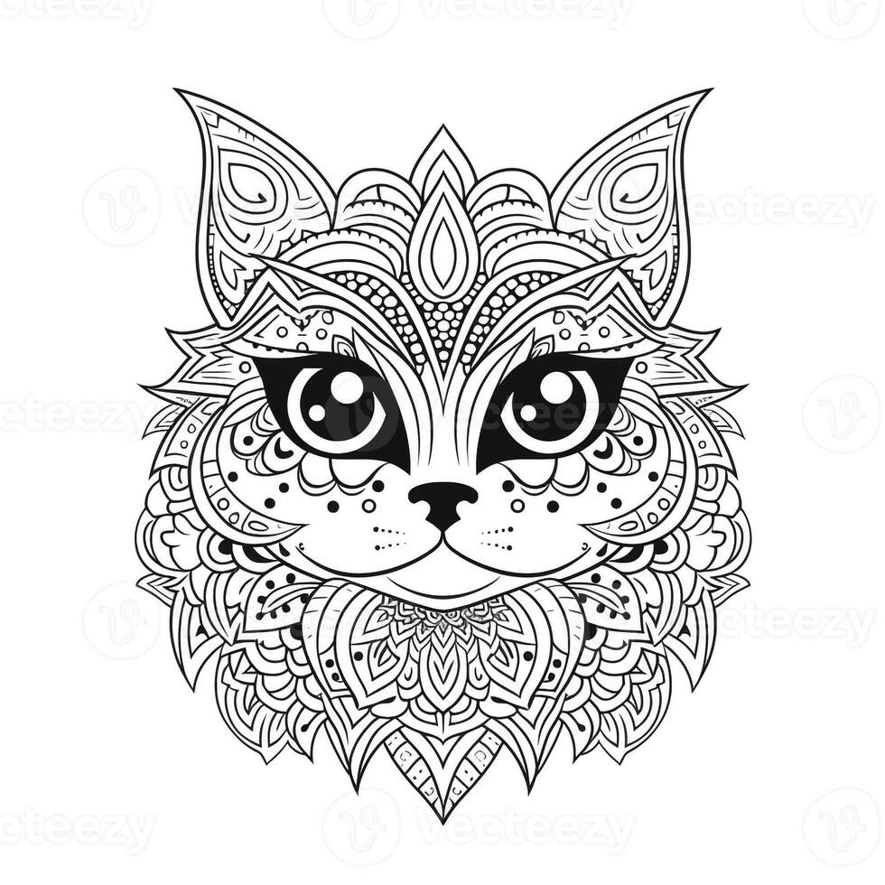 Ornamental Cat Coloring Pages photo