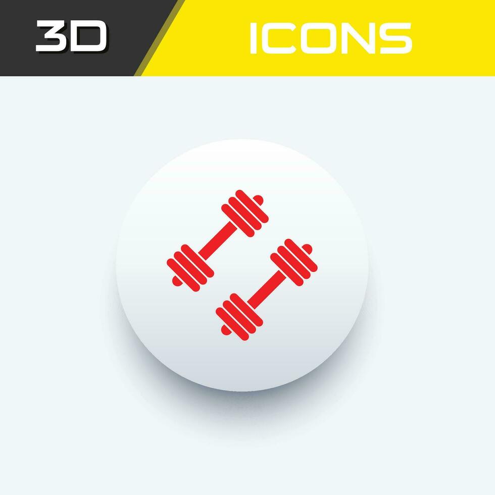 Pair of dumbbells icon, barbell fitness body building 3D icon vector