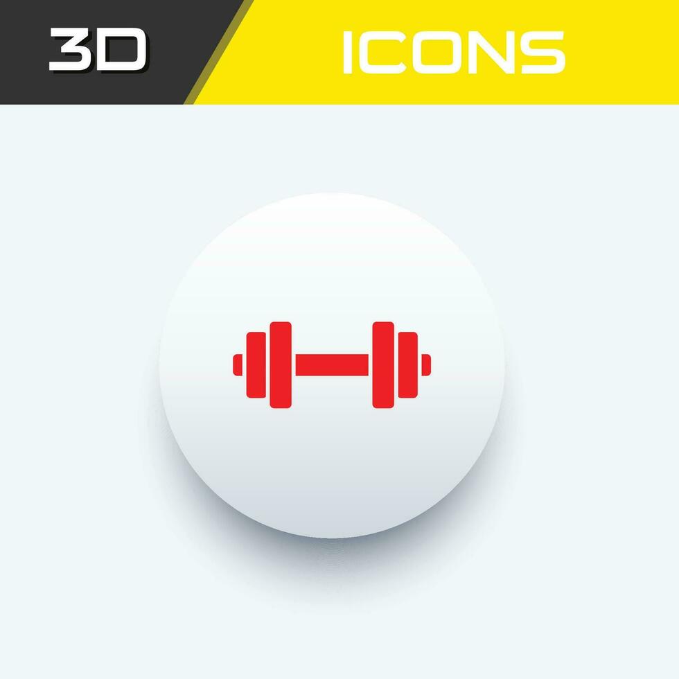 Dumbbell, gym icon, fitness body building 3D icon vector