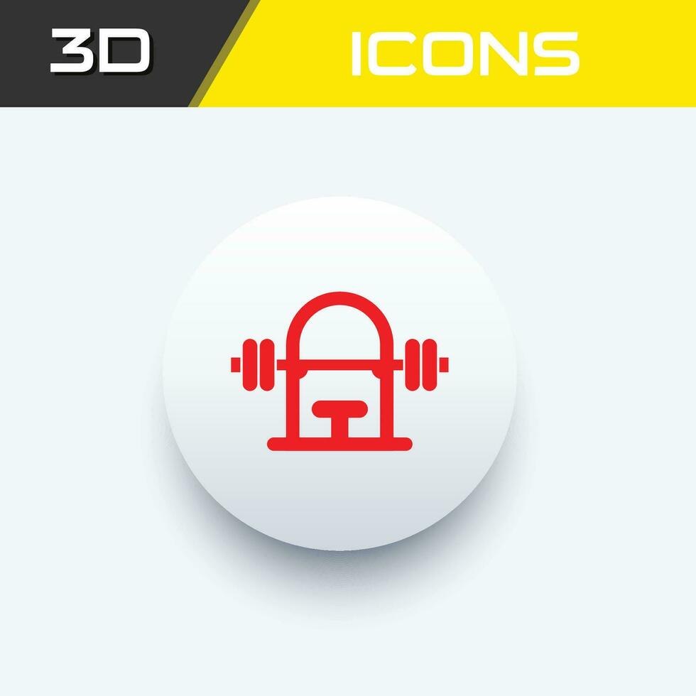 ponerse en cuclillas estante icono, barra con pesas estar gimnasio equipo aptitud cuerpo edificio 3d icono vector