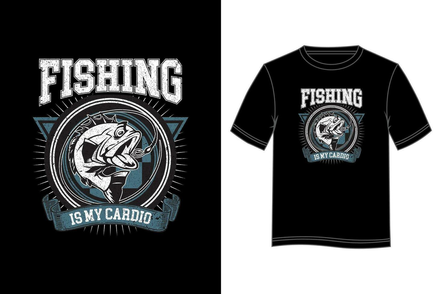pescar es mi cardio camiseta diseño. pescar camiseta diseño. vector