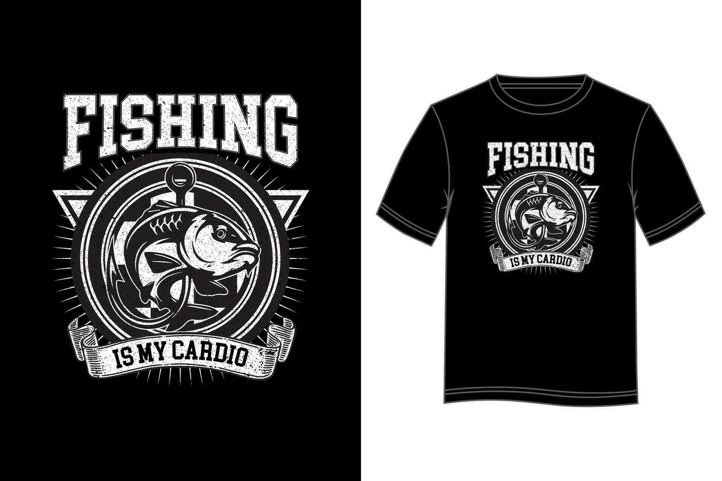 Fishing is My Cardio T-shirt Design. Fishing T-shirt design. vector