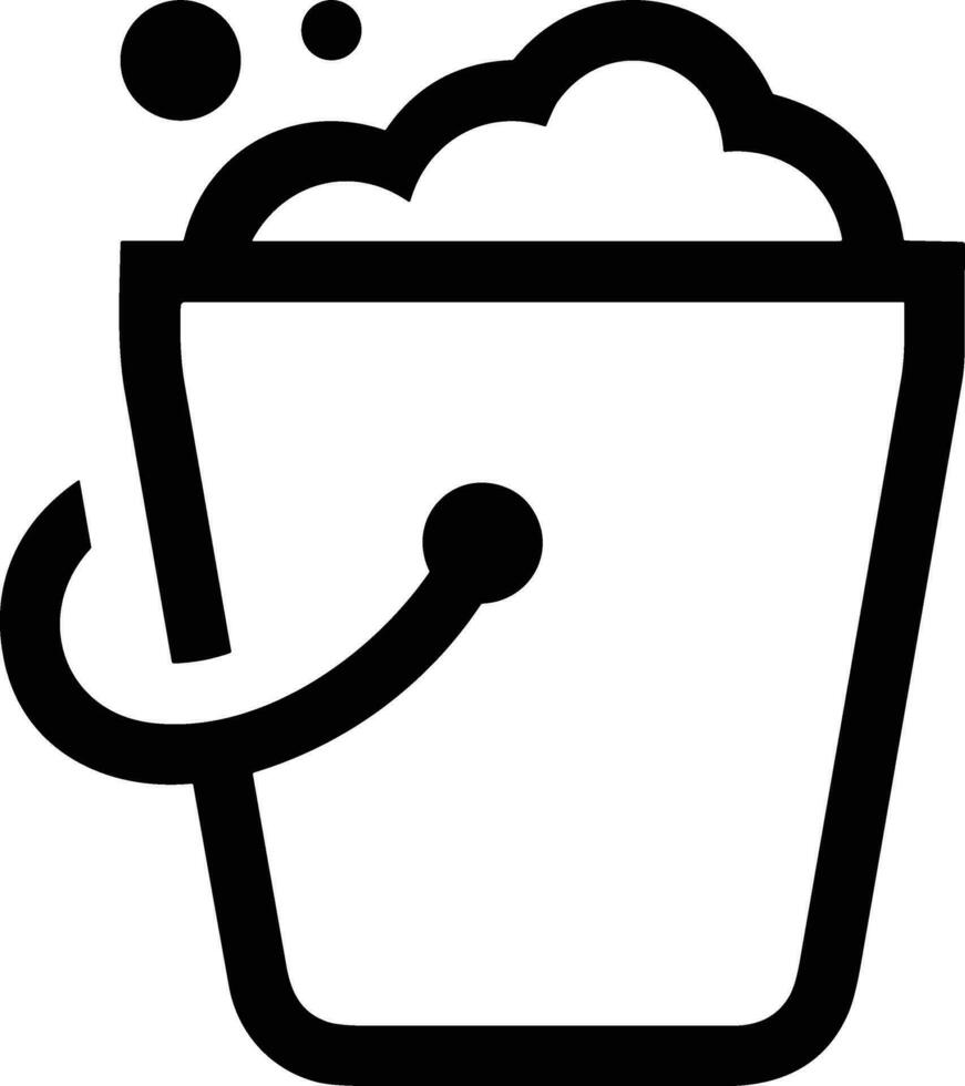 Bucket icon symbol vector image. Illustration of the bucket cleaning equipment washing outline design image. EPS 10