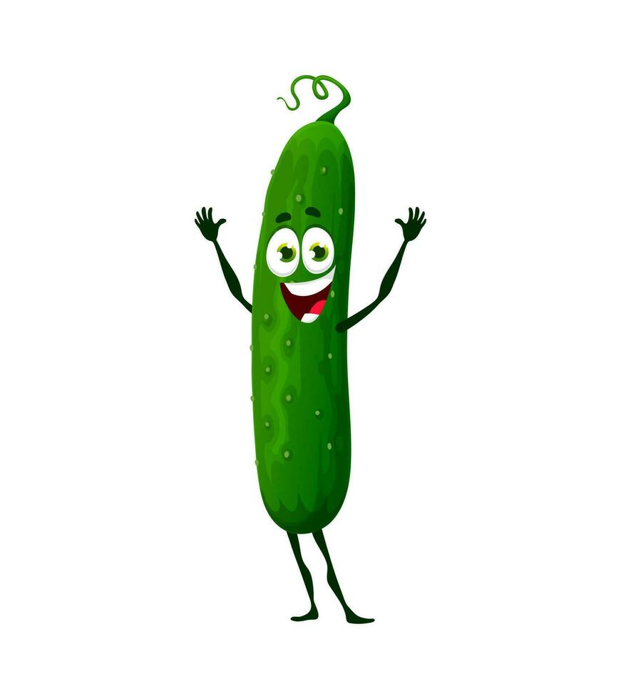 Cartoon cucumber keto diet vegetable character vector