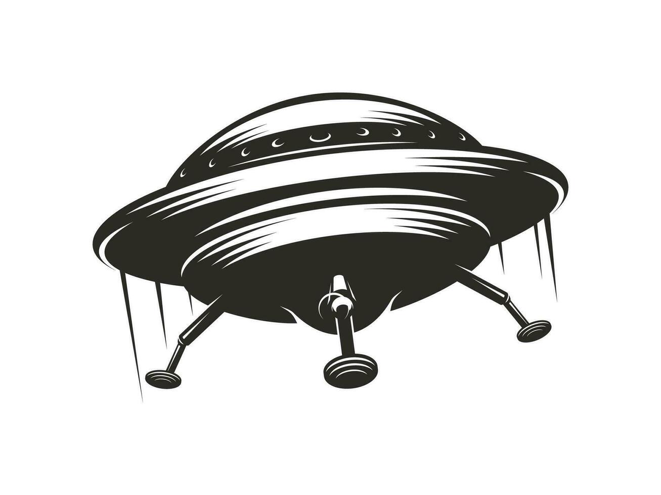 UFO icon, flying saucer with trails, spaceship vector