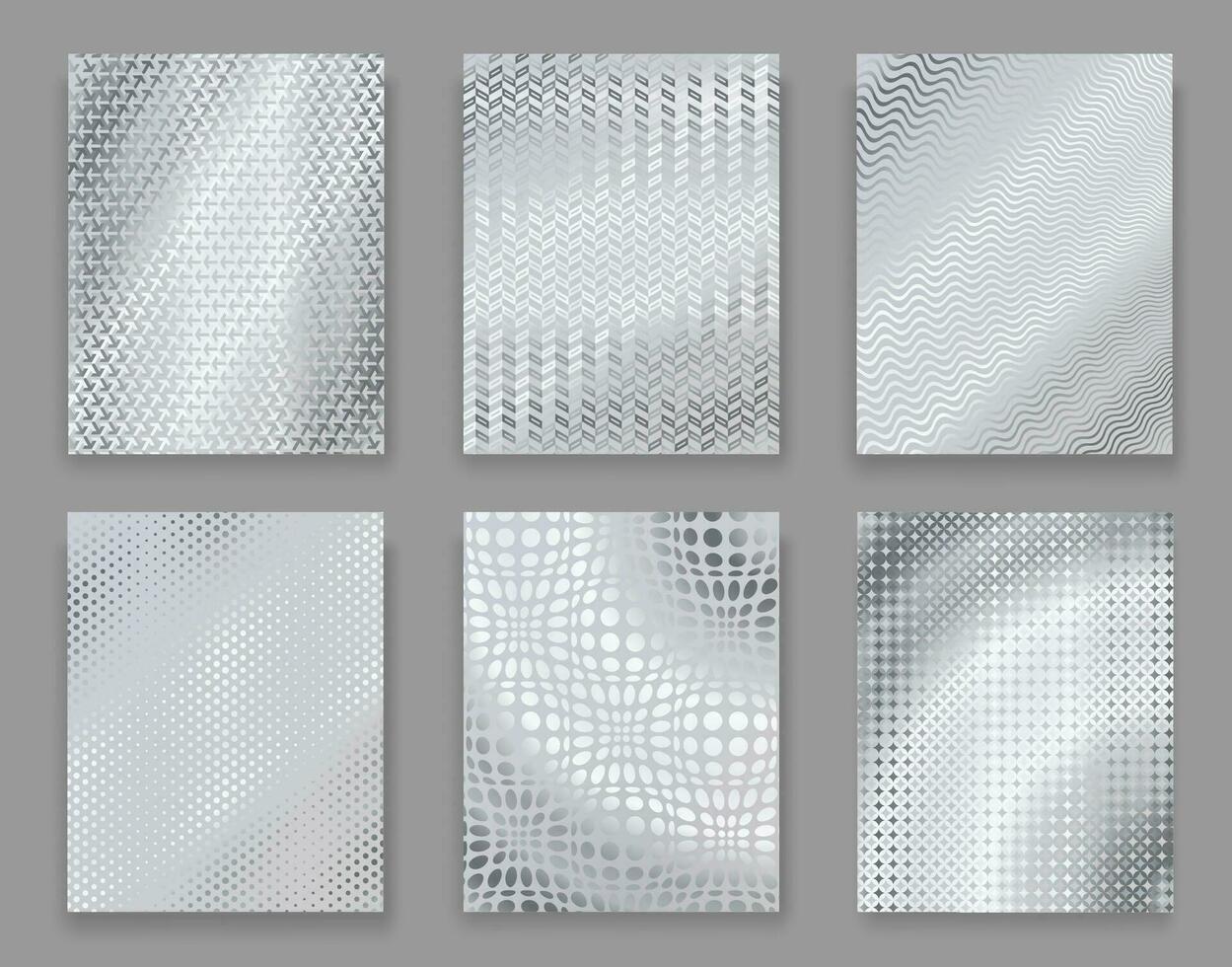 Silver foil background posters, geometric pattern vector