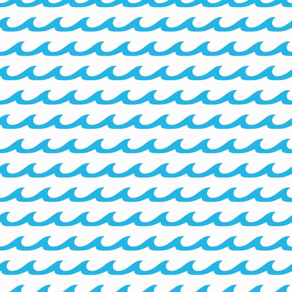 Blue ocean and sea waves seamless pattern vector