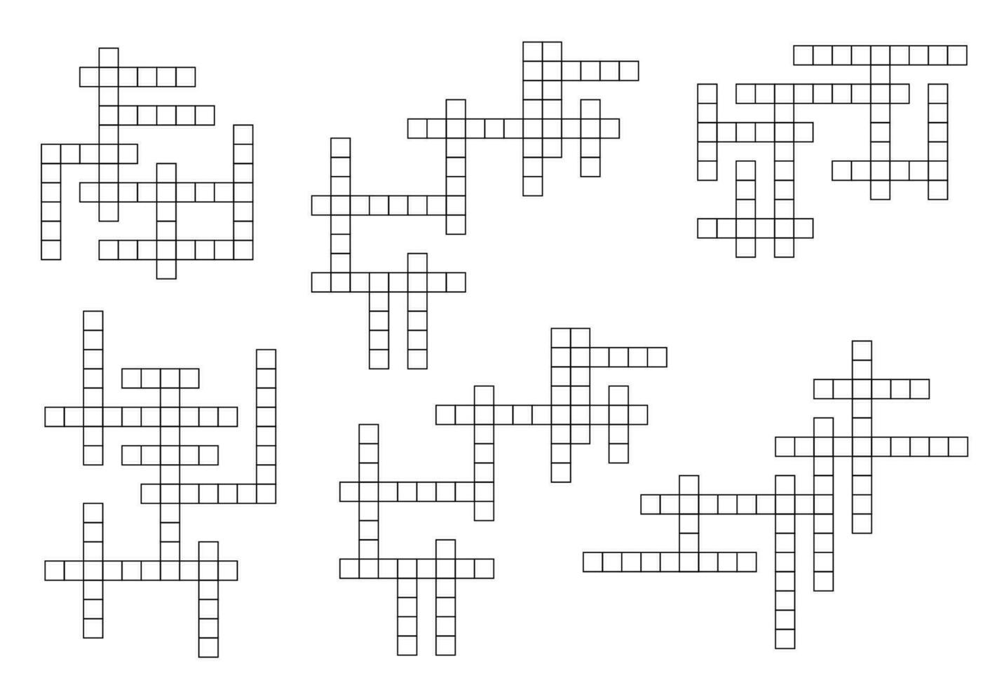 Crossword game grid, vector cross word puzzle