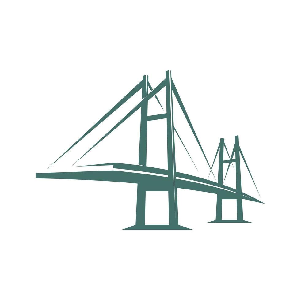 Road bridge icon with steel towers and wires vector