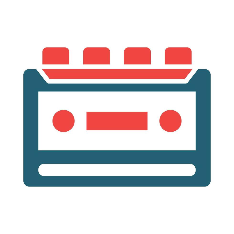 Cassette Recorder Glyph Two Color Icon For Personal And Commercial Use. vector