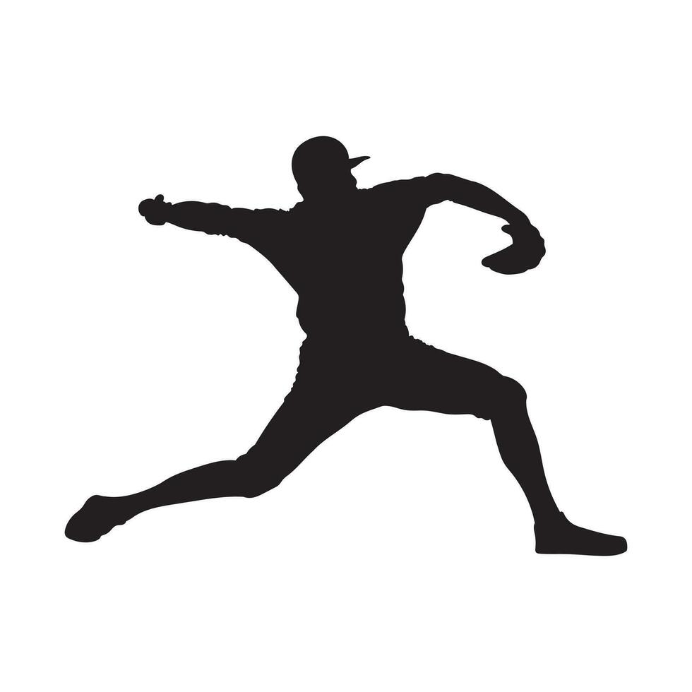Baseball Batter. Man Throwing Ball Silhouette. Baseball Player Silhouette. baseball player, vector isolated illustration.  Baseball batter.