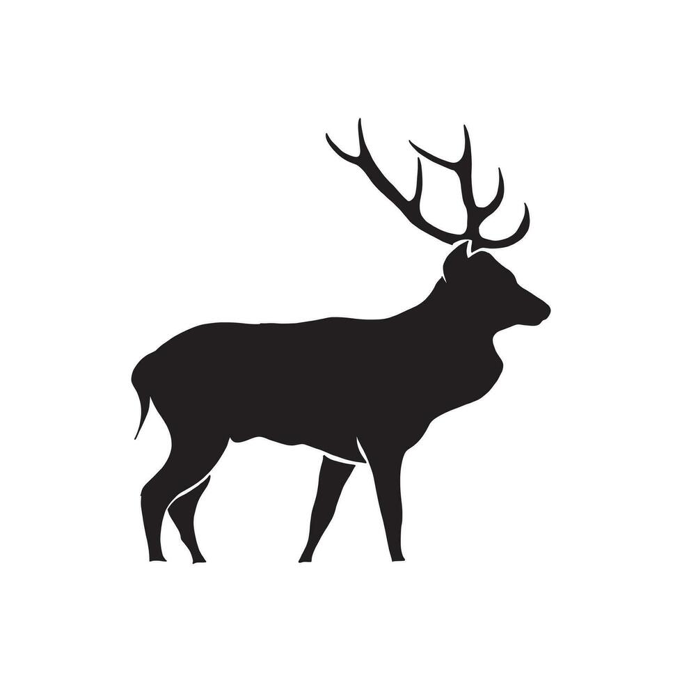 deer vector illustration. Deer Silhouette on White Background. Deer silhouette in the wild. Deer silhouette.