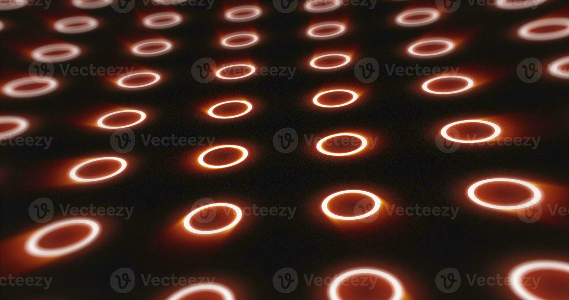 Abstract orange pattern of glowing geometric circles loop futuristic hi-tech black background photo