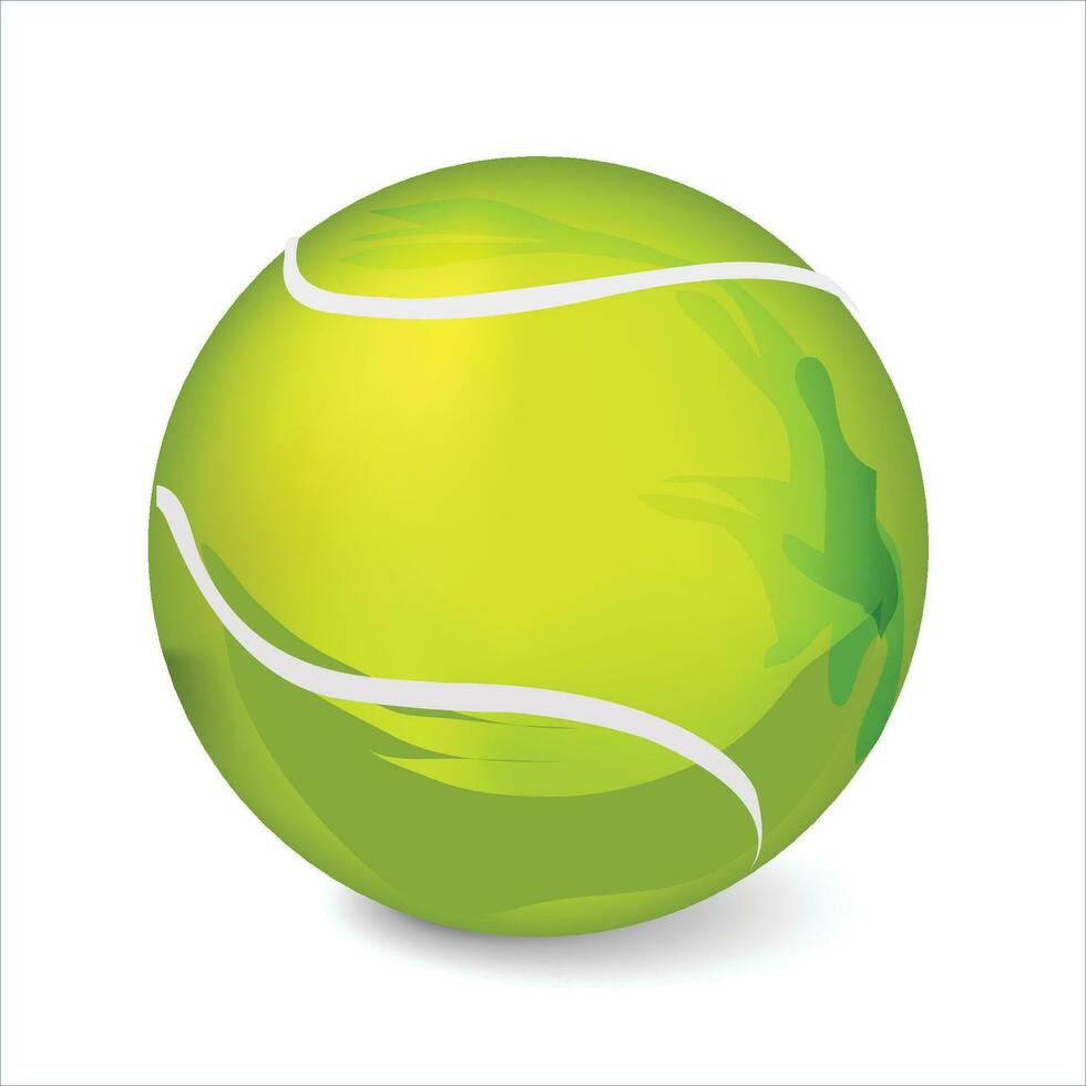Vector tennis ball isolated on white. Green realistic tennis ball clipart design background closeup.