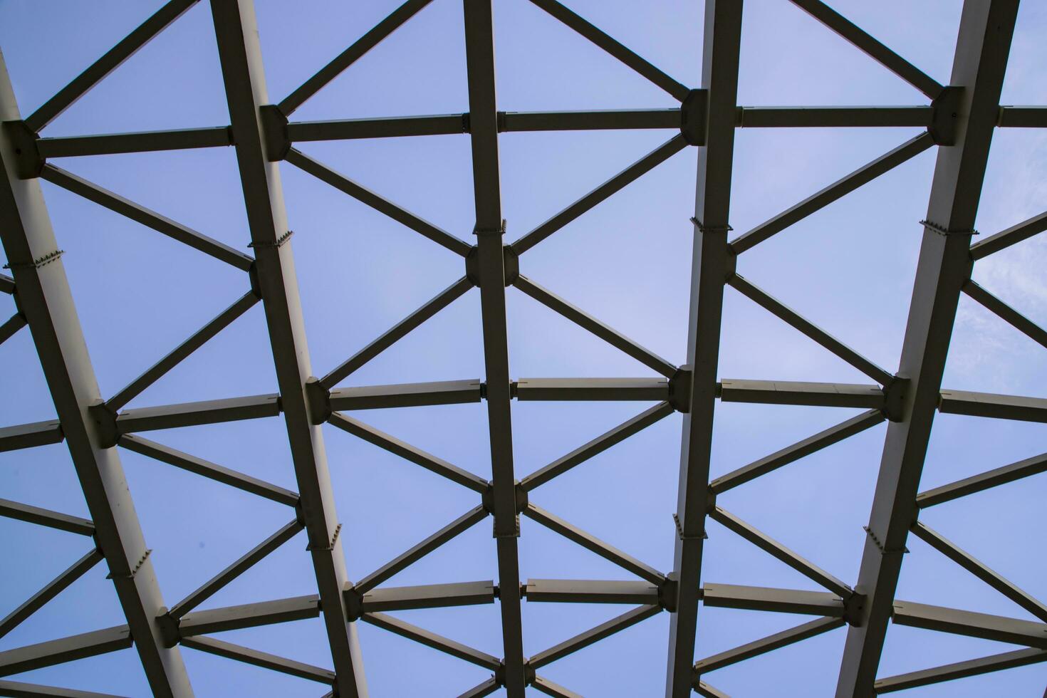 The metal structure design of the Bridge's upper under the blue sky in Bangladesh photo