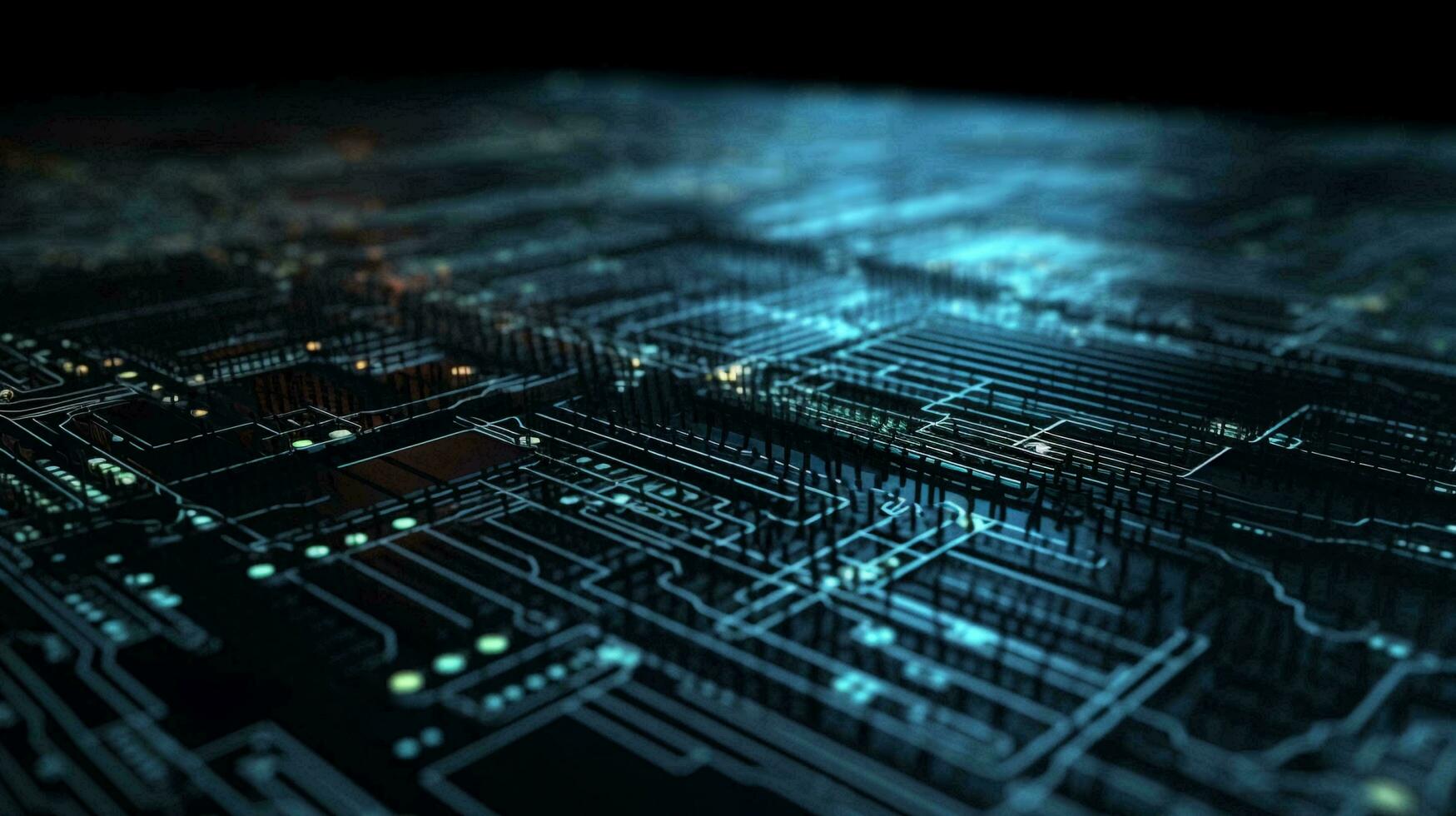 Computer futuristic boards with microchips energy chips and transistors on high tech computer abstract background. Data center, big data. AI generated photo