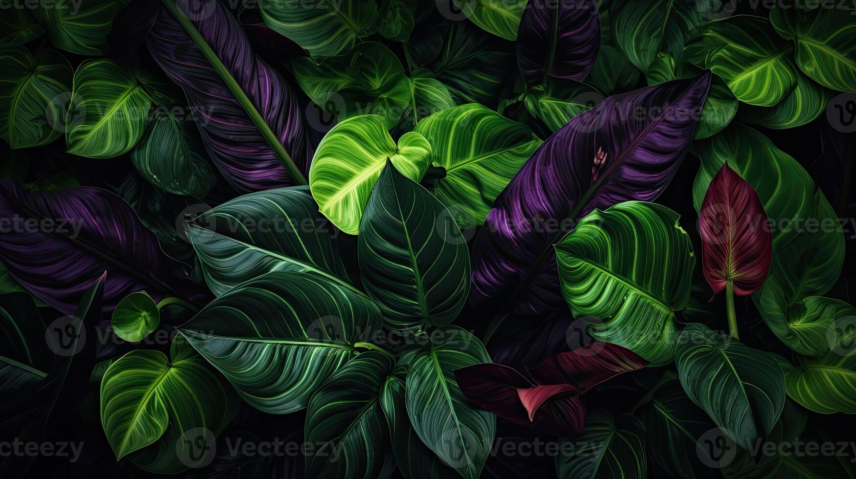 Tropical leaves with water drops on Green leaves background. Realistic leaves texture. illustration photo