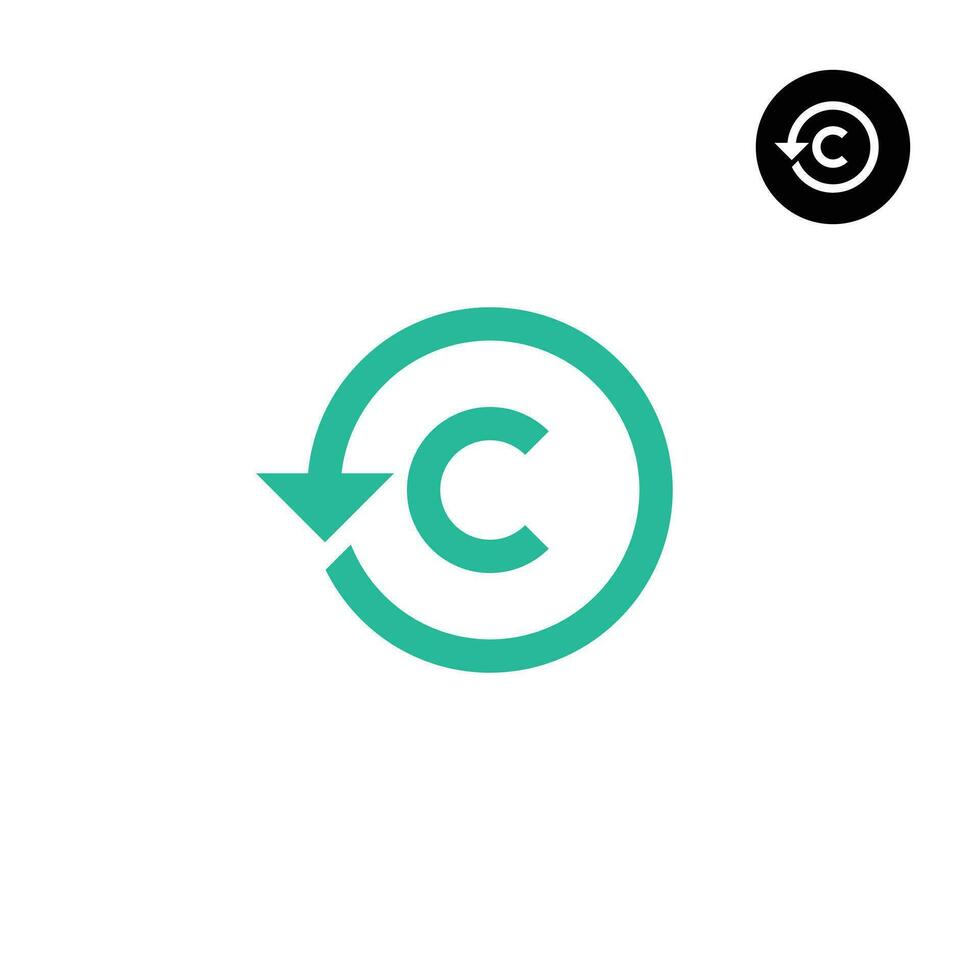 Letters C Reset arrow or any Re- logo design vector