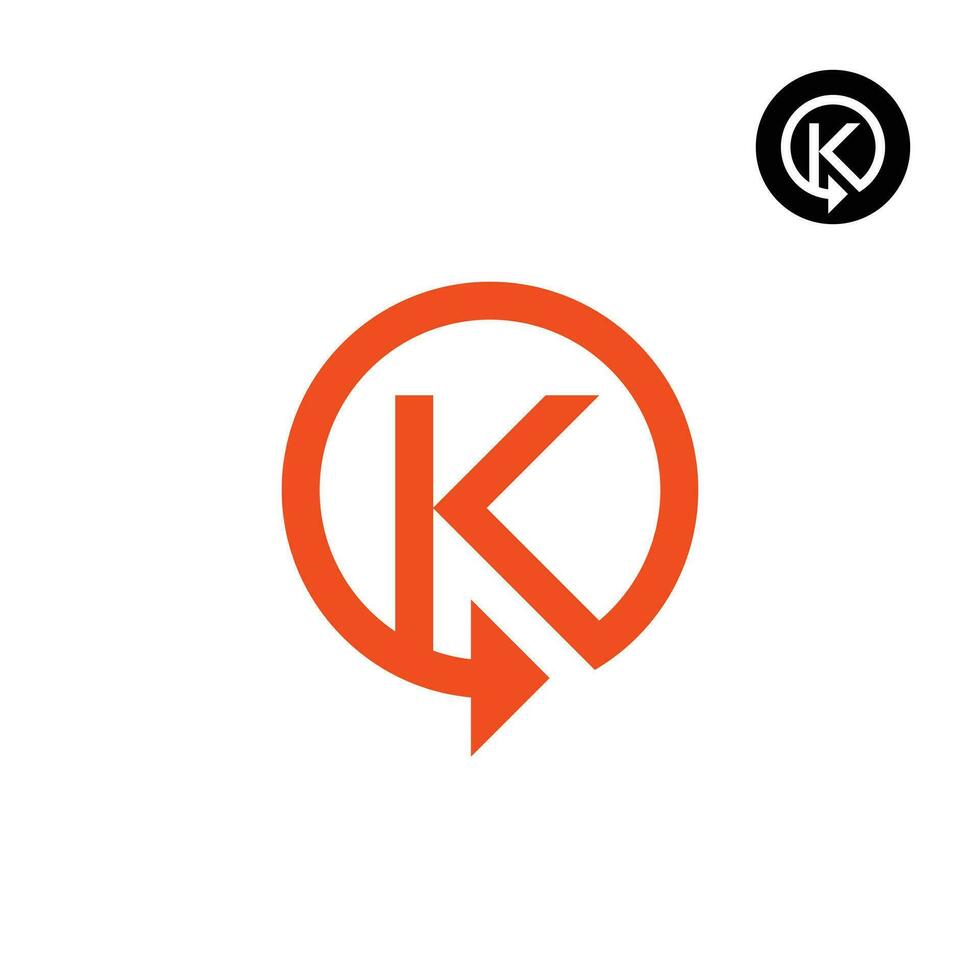 Letters K Reset arrow or any Re- logo design vector