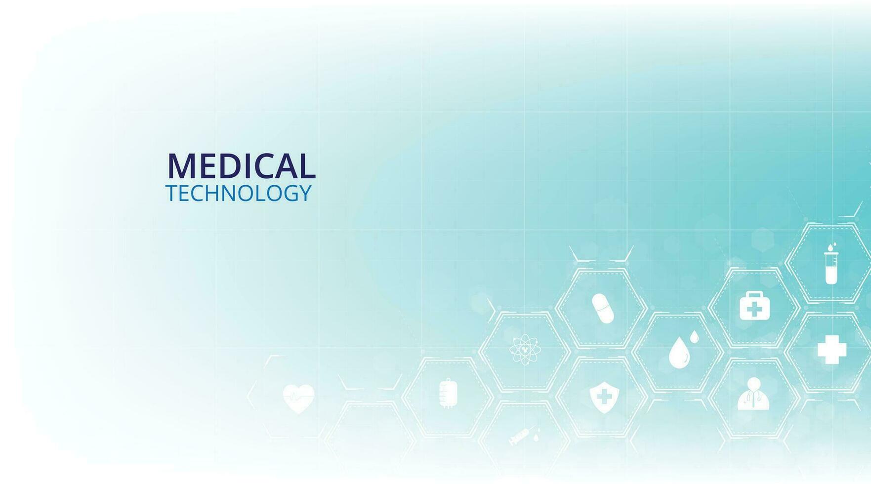 Medical network technology on blue background. vector