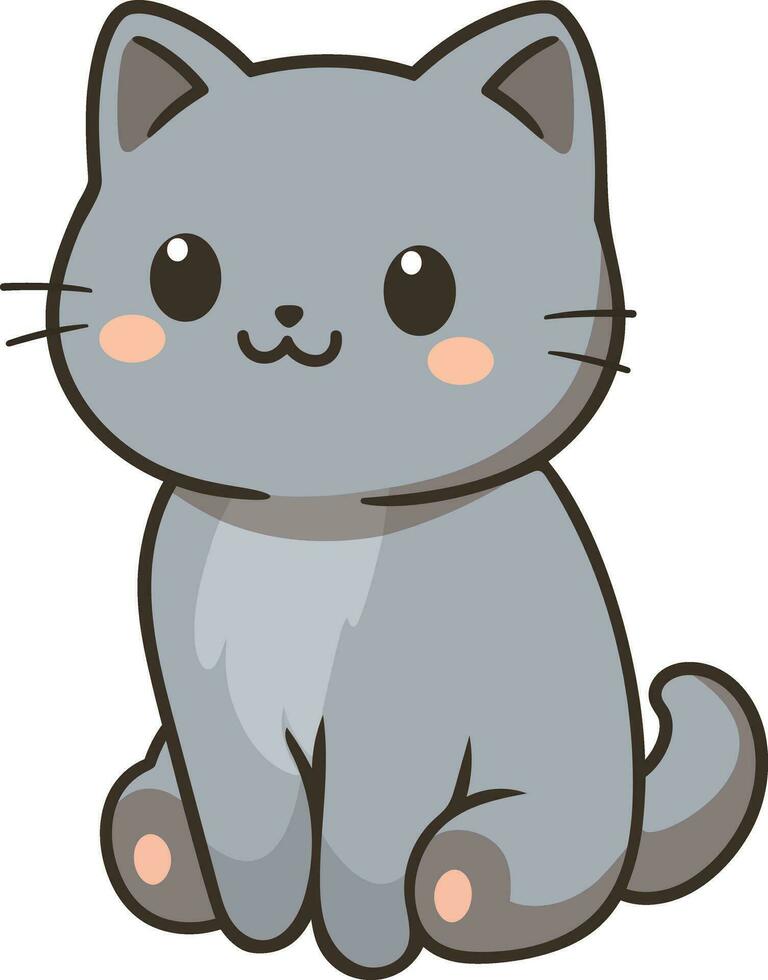 a cartoon gray cat sitting down vector