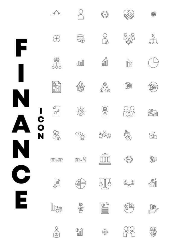 Set of finance icon, sign, symbol vector line style. Vector collection