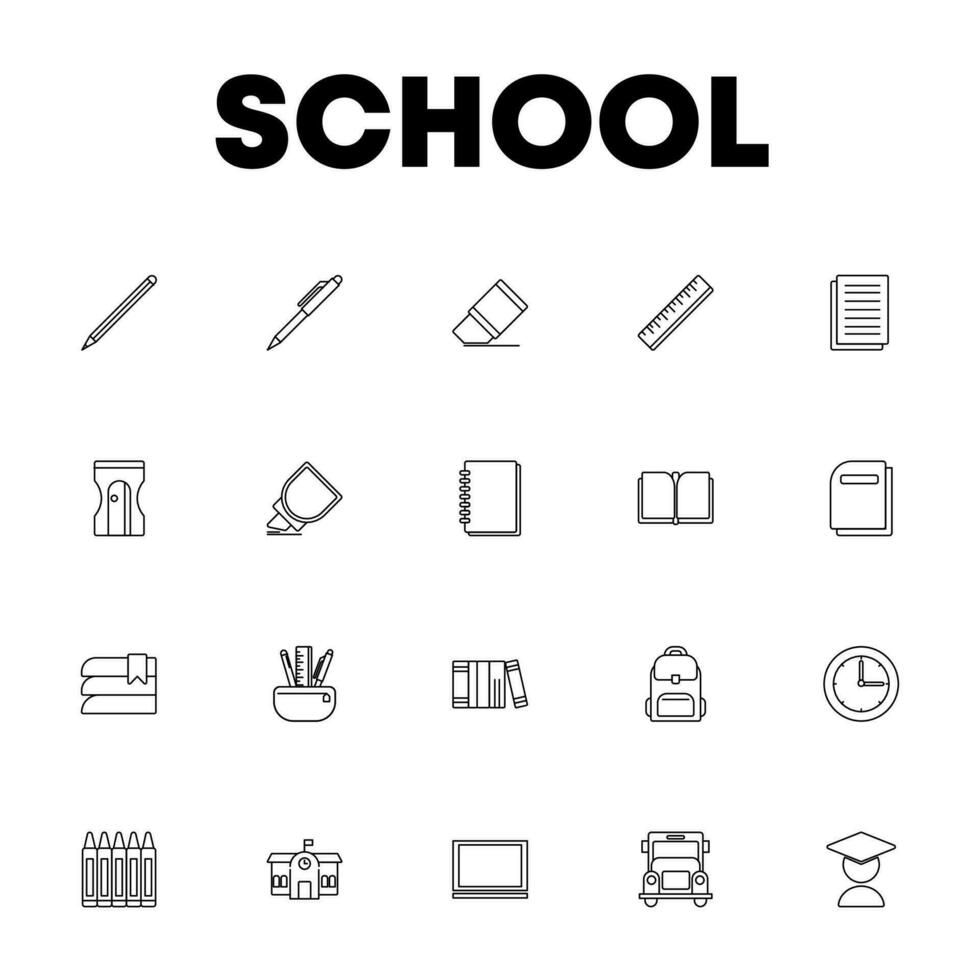 vector colegio icono, firmar, símbolo colección línea estilo editable