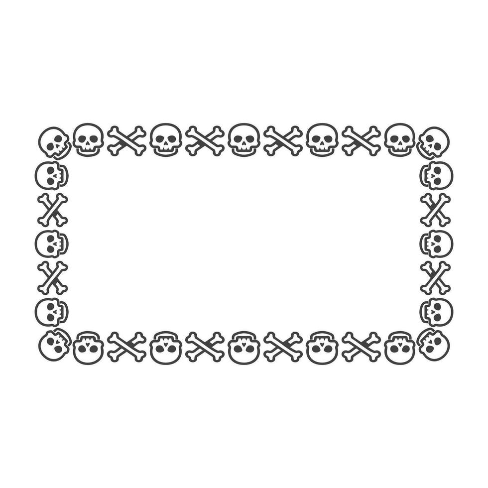 Skull frame rectangle halloween vector. vector