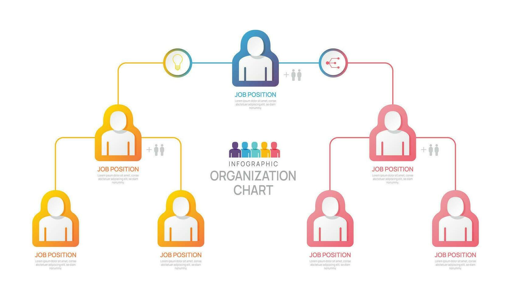 Infographic template for organization chart with business avatar icons. vector infographic for business.