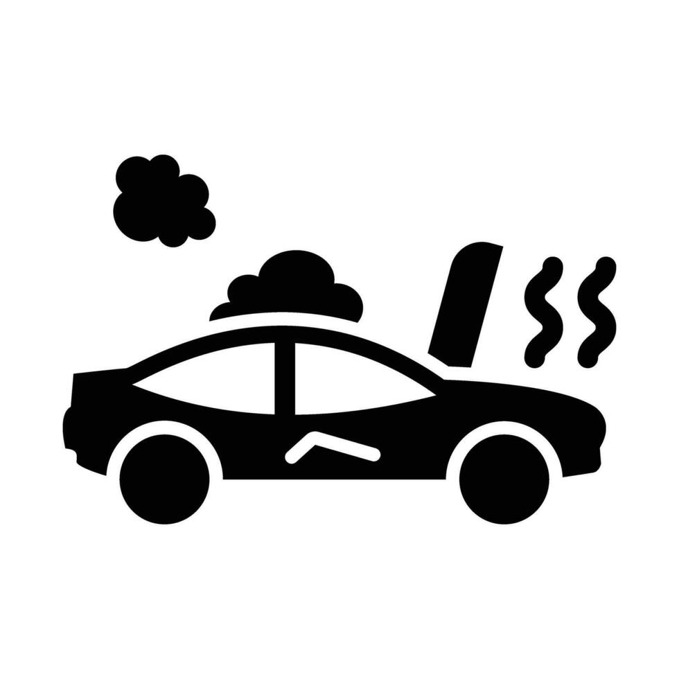 Broken Car Vector Glyph Icon For Personal And Commercial Use.