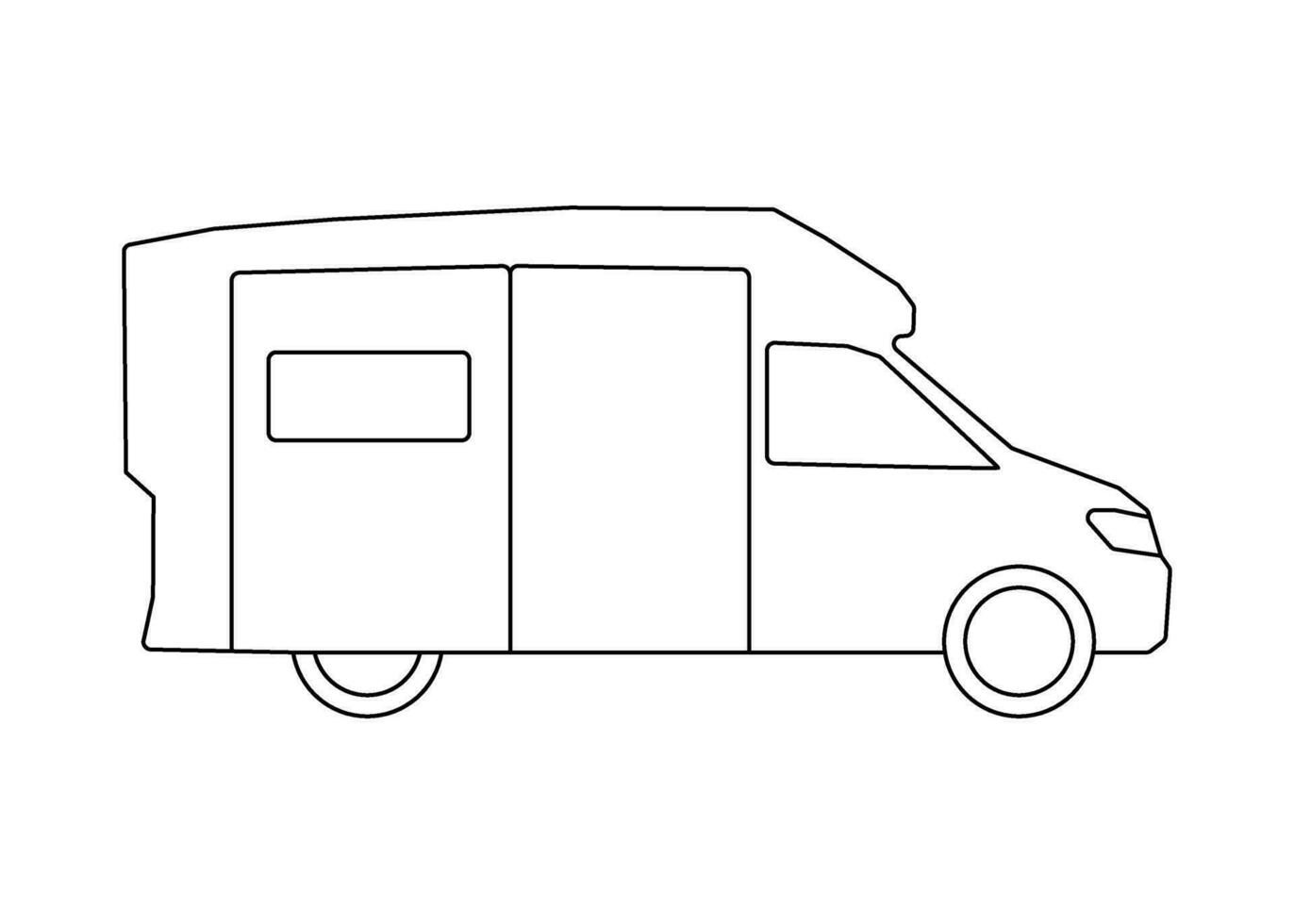 Car campervan transport model coloring line icon. Own passenger transport, automobile for travel. Vector sign outline illustration