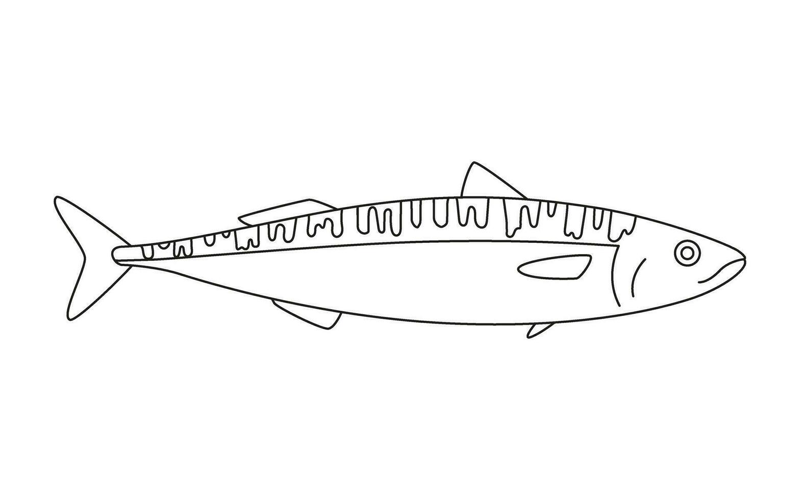 caballa línea arte, scomber Mariscos y submarino animal. agua delicadeza, gastrónomo. pesca. colorante para niños. vector ilustración aislado en blanco antecedentes