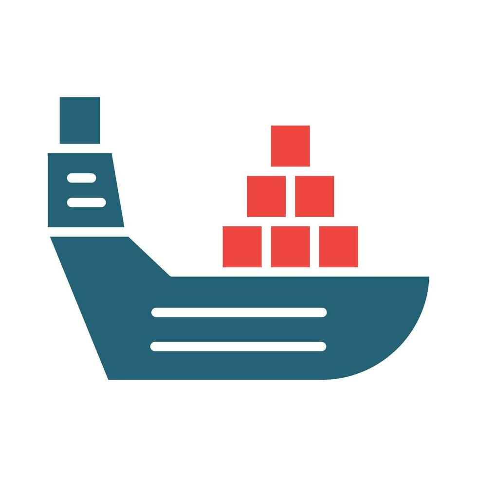 Cargo Ship Glyph Two Color Icon For Personal And Commercial Use. vector