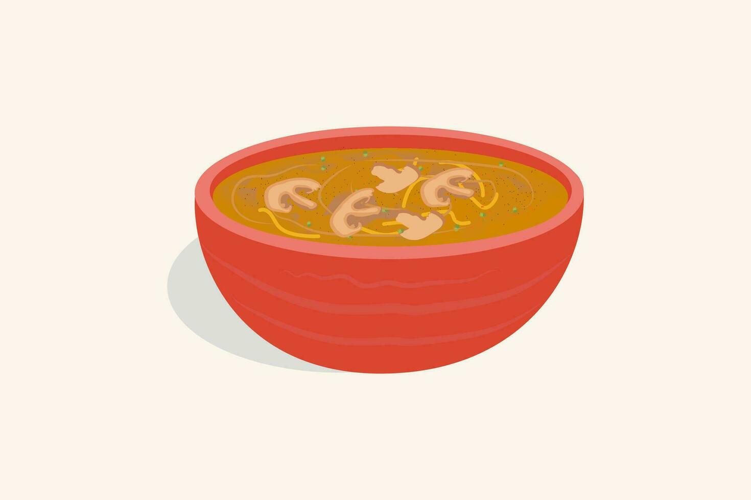 delicioso seta sopa en cuenco vector ilustración