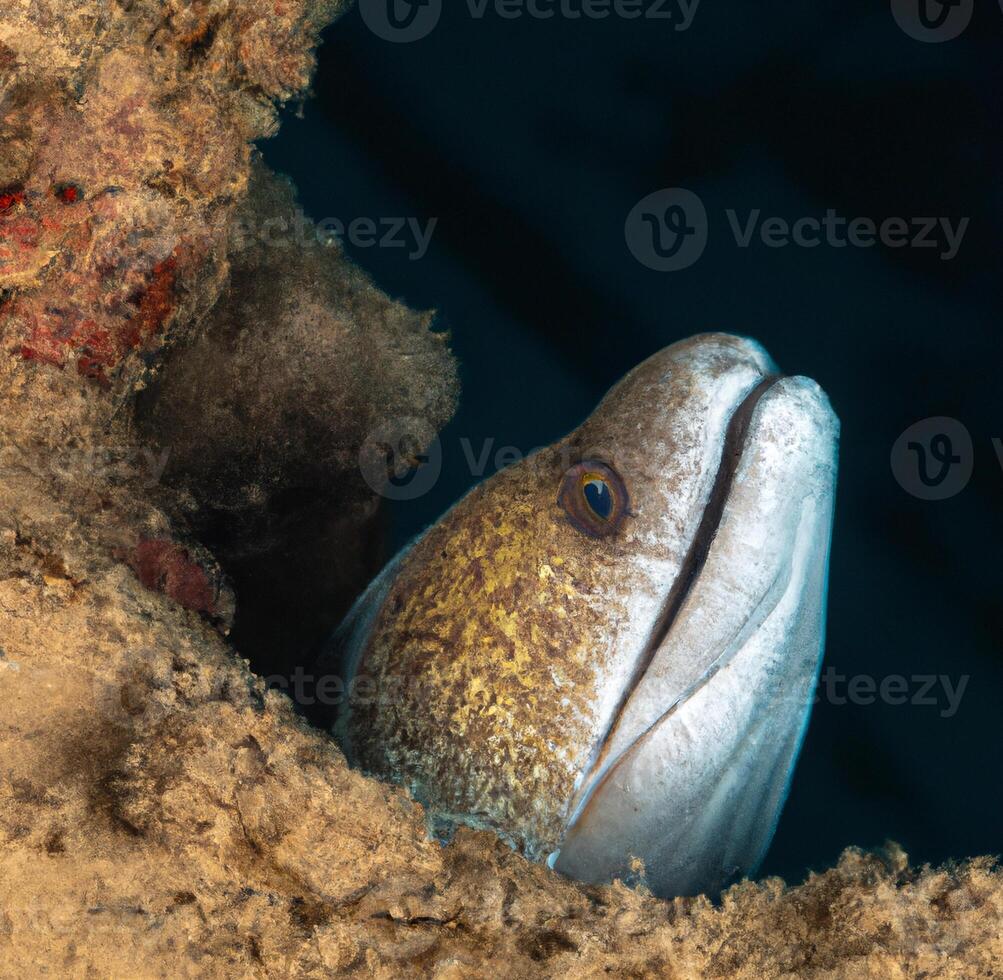 Moray eel Mooray lycodontis undulatus in the Red Sea photo