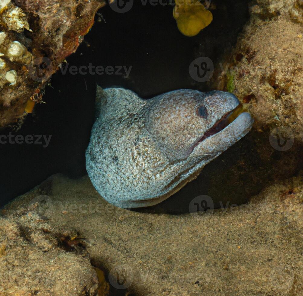 Moray eel Mooray lycodontis undulatus in the Red Sea photo