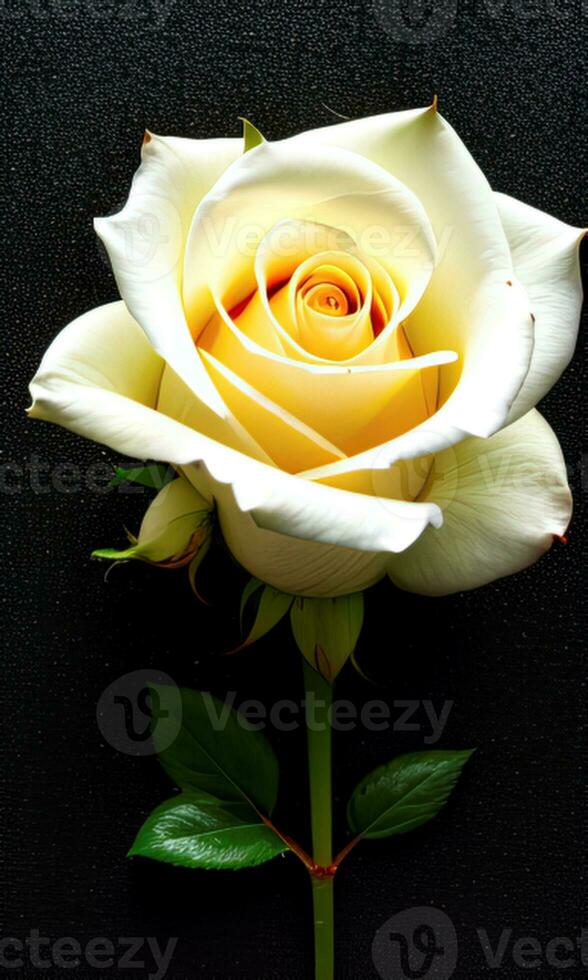 flower white rose on black background, wallpaper, design, AI generated photo