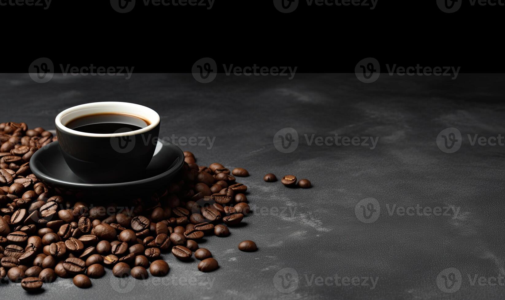 Coffee cup with coffee beans studio close up shot photo