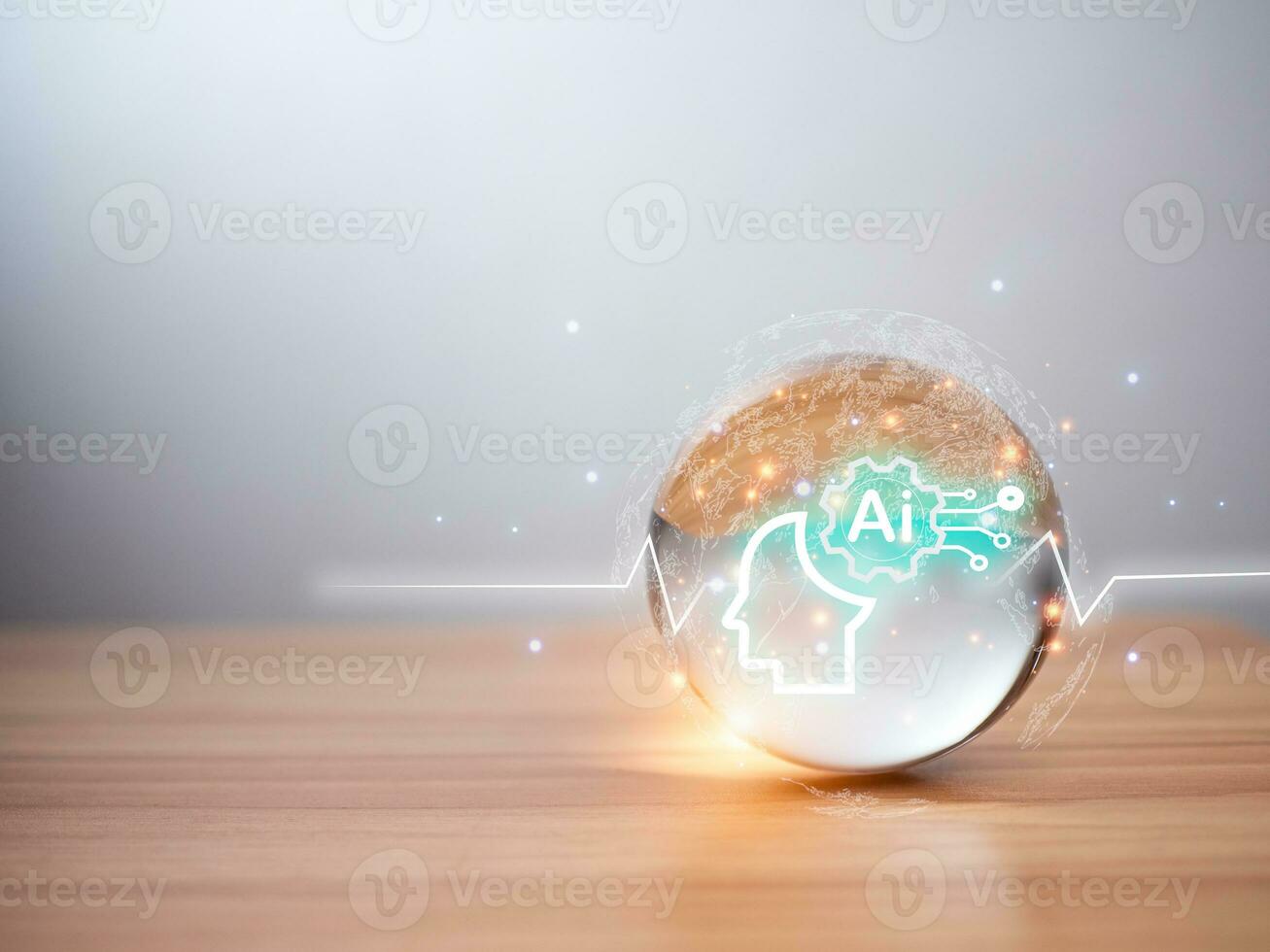 brain of AI, Symbolic, Machine learning, artificial intelligence of futuristic technology. AI network of brain on business analysis. photo