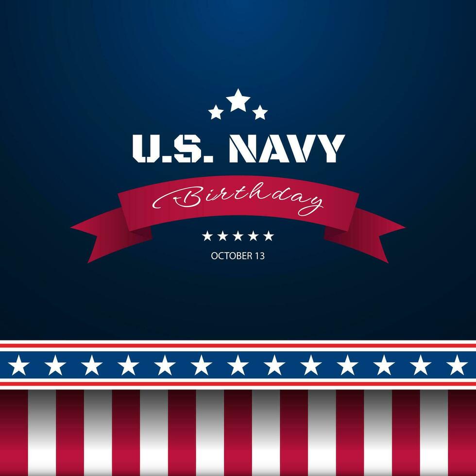 Happy  birthday US Navy October 13 background Vector Illustration