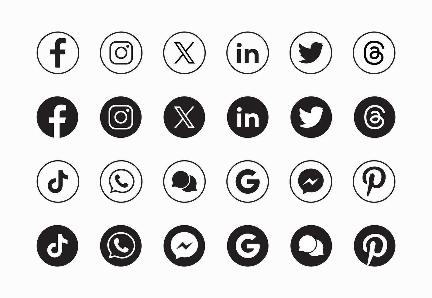 Set of social media icon in white background. Set of social media icon