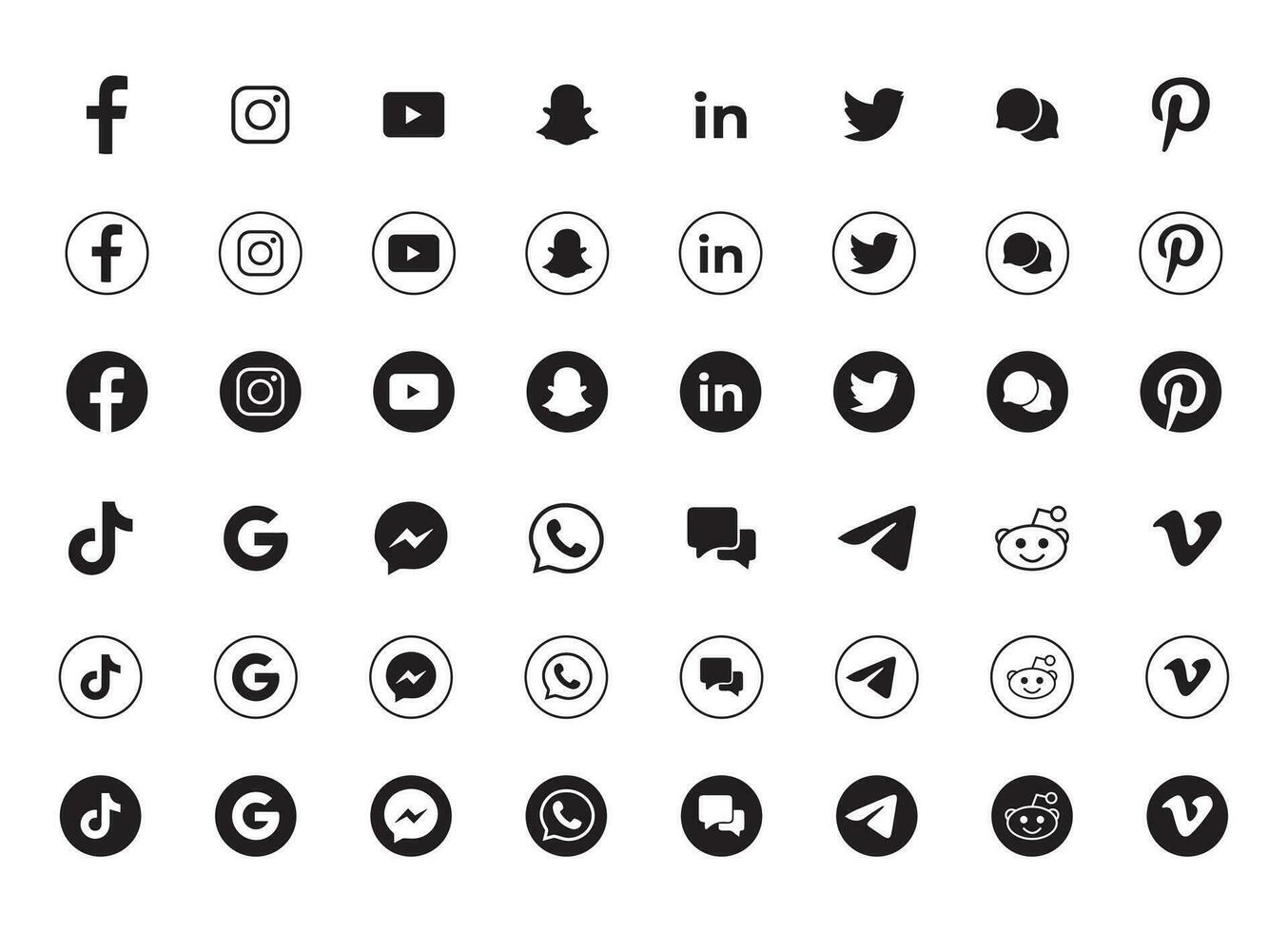 Set of social media icon in white background. Set of social media icon in round background vector