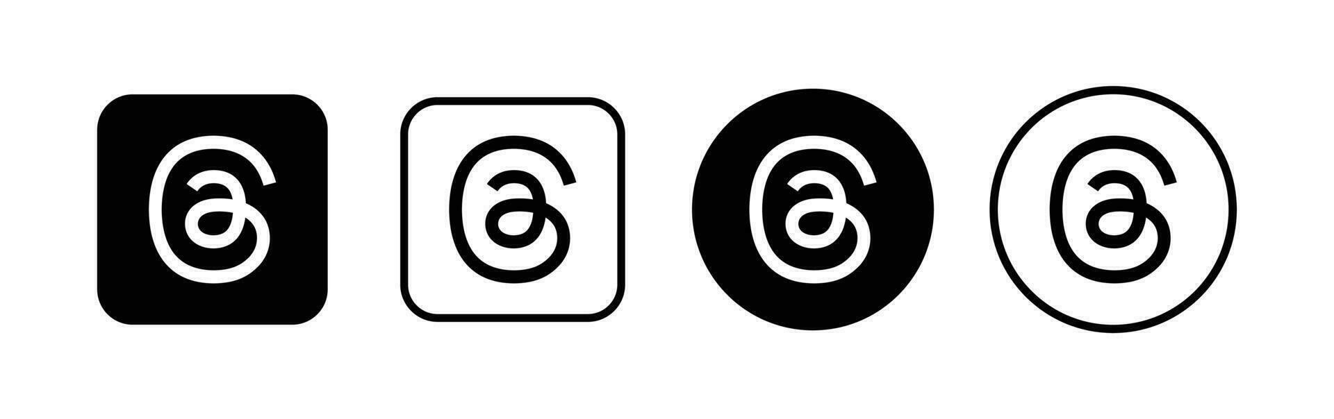 Threads Social Media Logo, Social media collection icons. Vector illustration