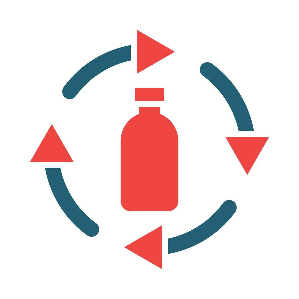 Bottle Recycling Glyph Two Color Icon For Personal And Commercial Use. vector