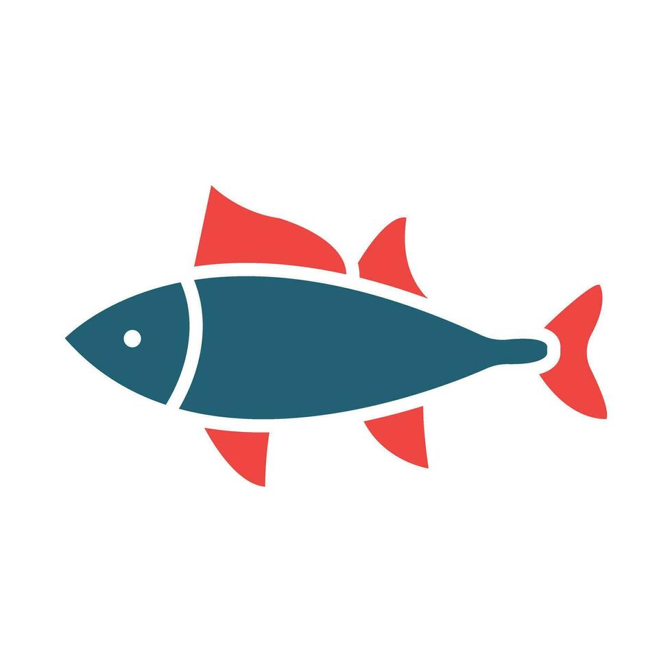 pescado glifo dos color icono para personal y comercial usar. vector