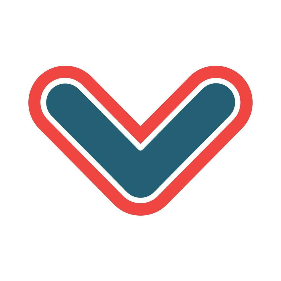 Down Chevron Glyph Two Color Icon For Personal And Commercial Use. vector