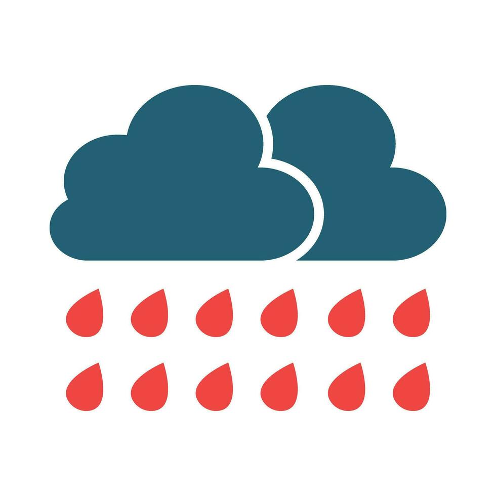 pesado lluvia glifo dos color icono para personal y comercial usar. vector