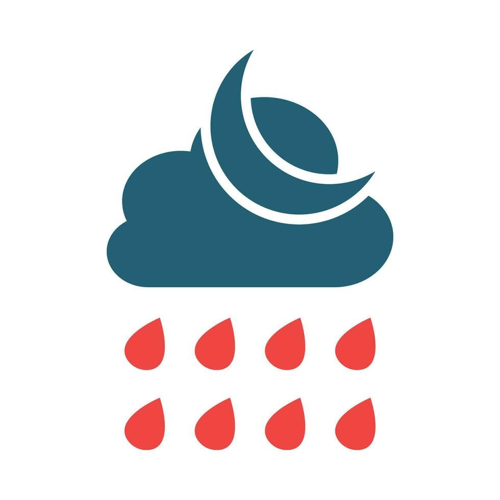 Rainy Night Glyph Two Color Icon For Personal And Commercial Use. vector