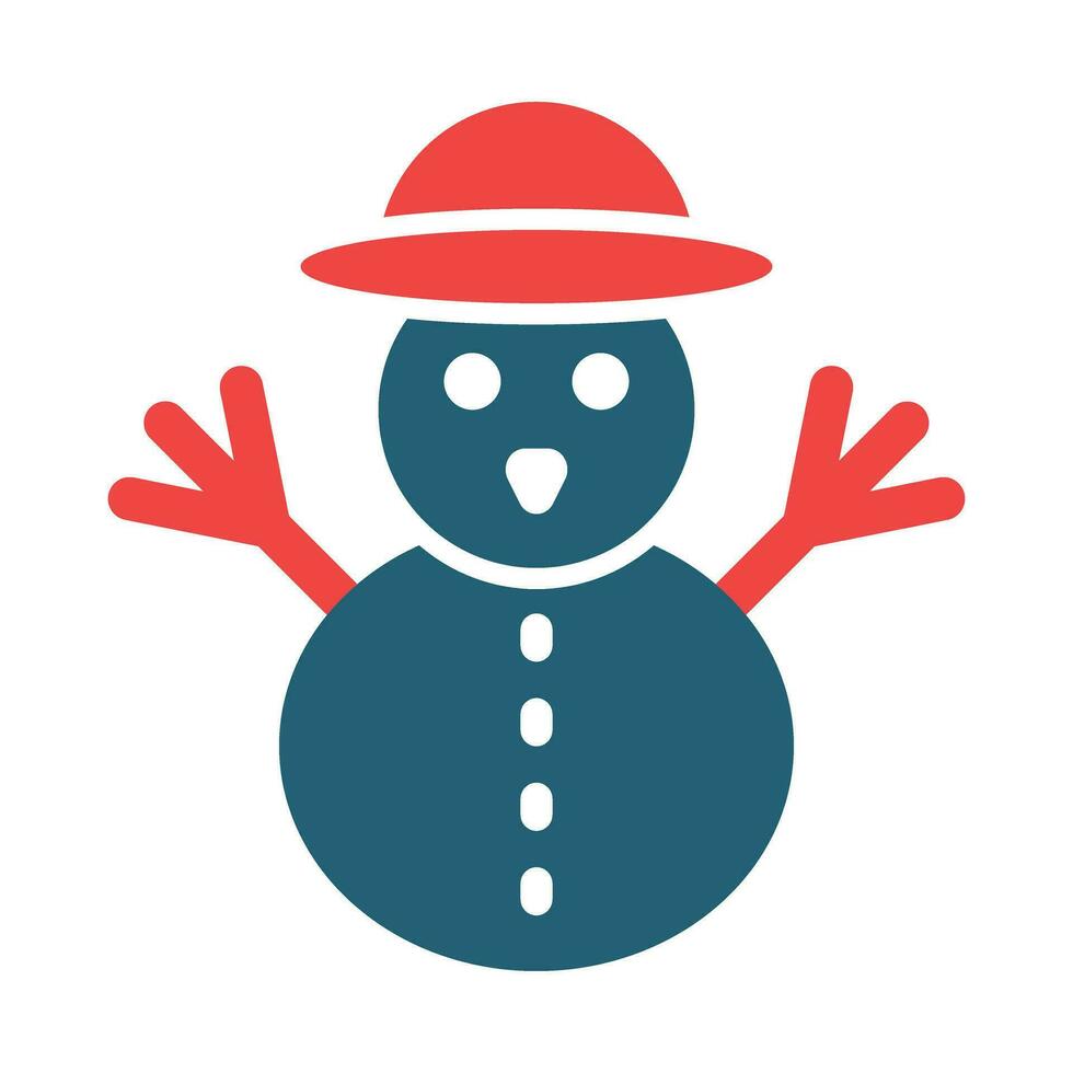 Snowman Glyph Two Color Icon For Personal And Commercial Use. vector
