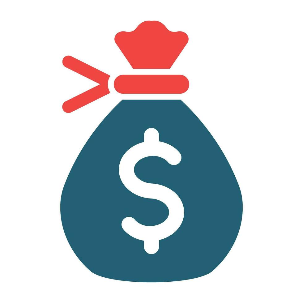 Money Bag Glyph Two Color Icon For Personal And Commercial Use. vector